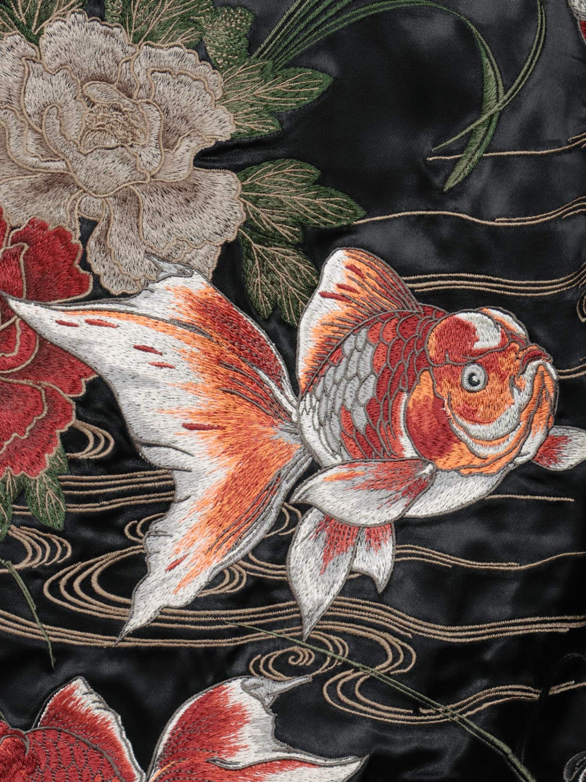 【絡繰魂・粋】“金魚×牡丹”総刺繍リバーシブルスカジャン