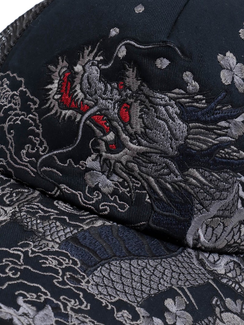 【絡繰魂】“龍／鳳凰 ”和柄刺繍入りメッシュキャップ