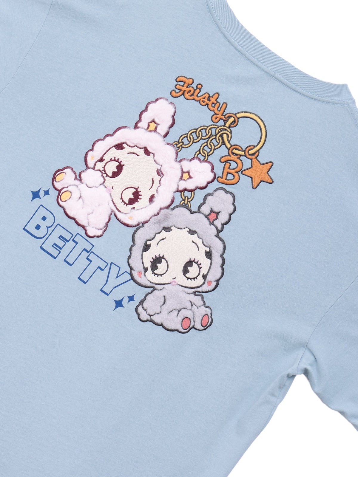  【BETTY BOOP】“KEYベティ”刺繍入りファー素材切替ロンT