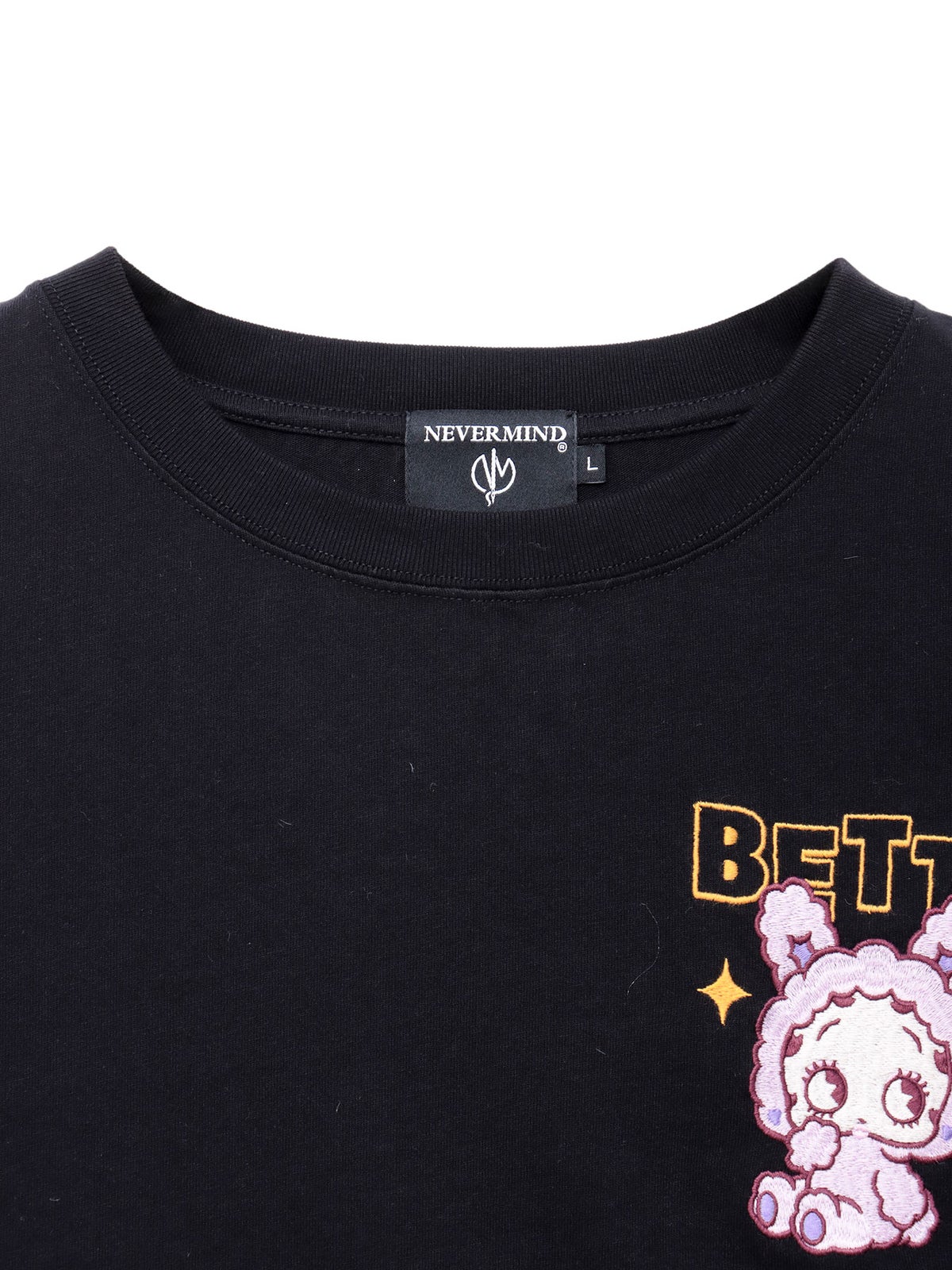  【BETTY BOOP】“KEYベティ”刺繍入りファー素材切替ロンT