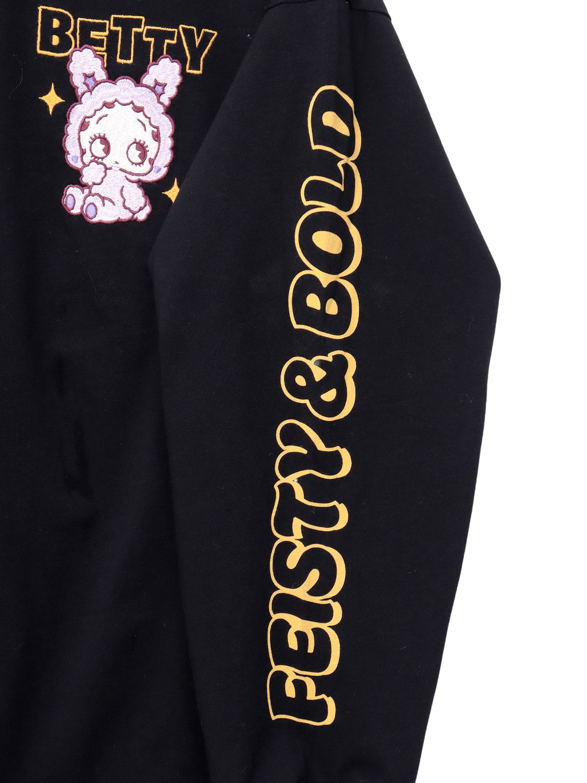  【BETTY BOOP】“KEYベティ”刺繍入りファー素材切替ロンT