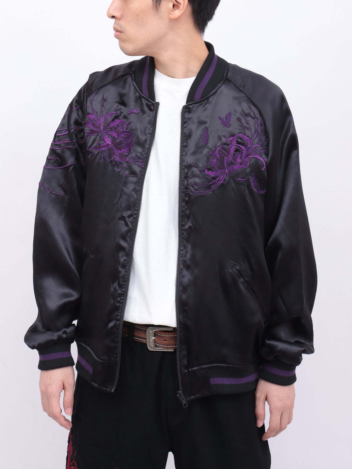 【絡繰魂・漆】“八咫烏と彼岸花”総刺繍リバーシブルスカジャン〔別注：web限定カラー〕