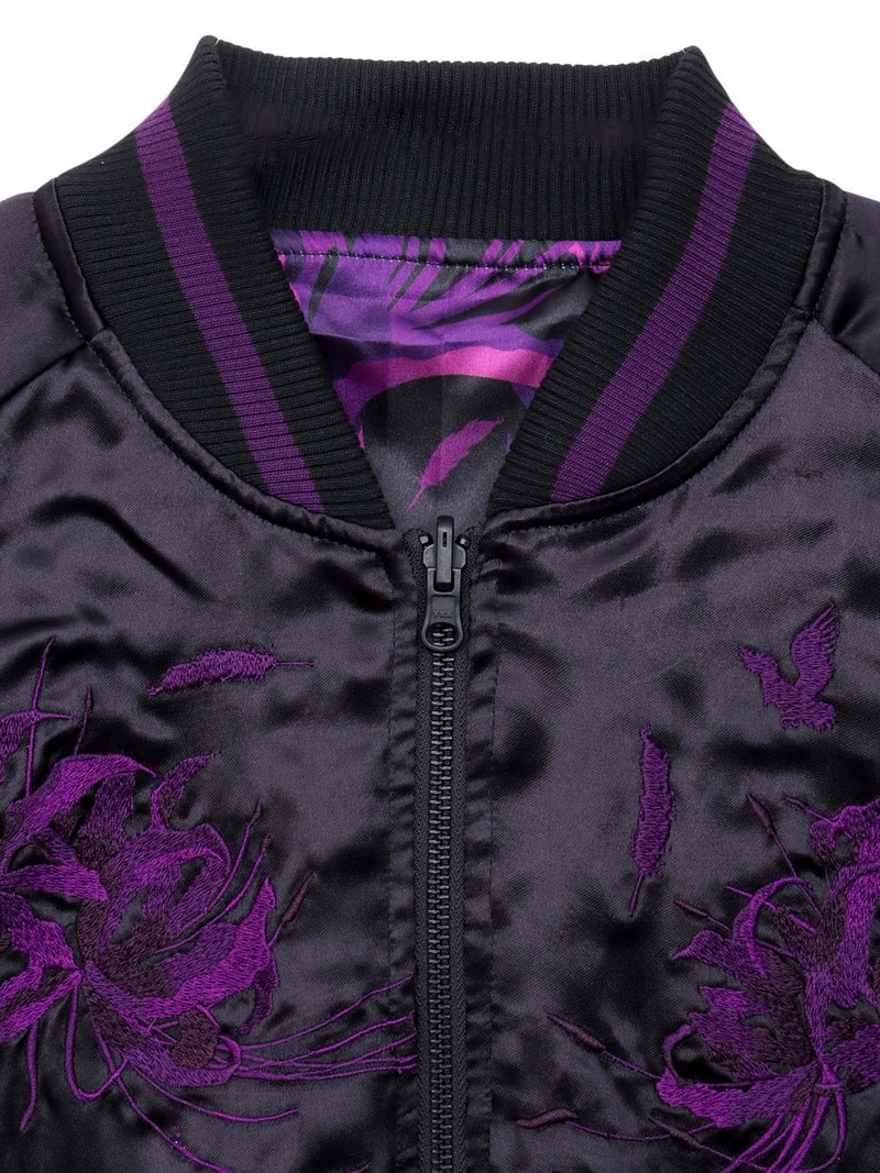 【絡繰魂・漆】“八咫烏と彼岸花”総刺繍リバーシブルスカジャン〔別注：web限定カラー〕