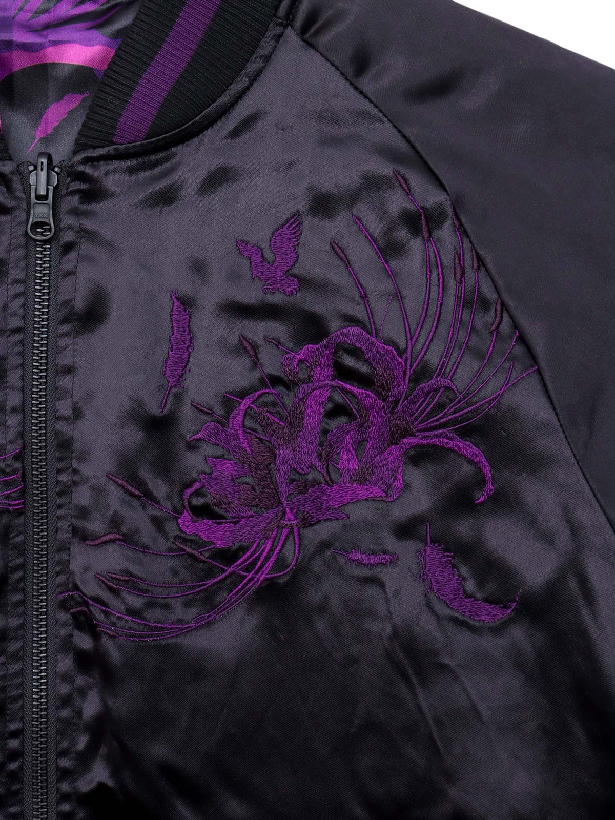 【絡繰魂・漆】“八咫烏と彼岸花”総刺繍リバーシブルスカジャン〔別注：web限定カラー〕