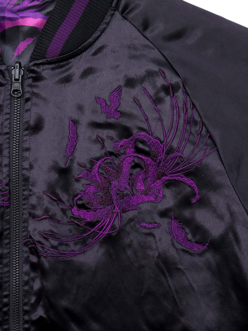 【絡繰魂・漆】“八咫烏と彼岸花”総刺繍リバーシブルスカジャン〔別注：web限定カラー〕