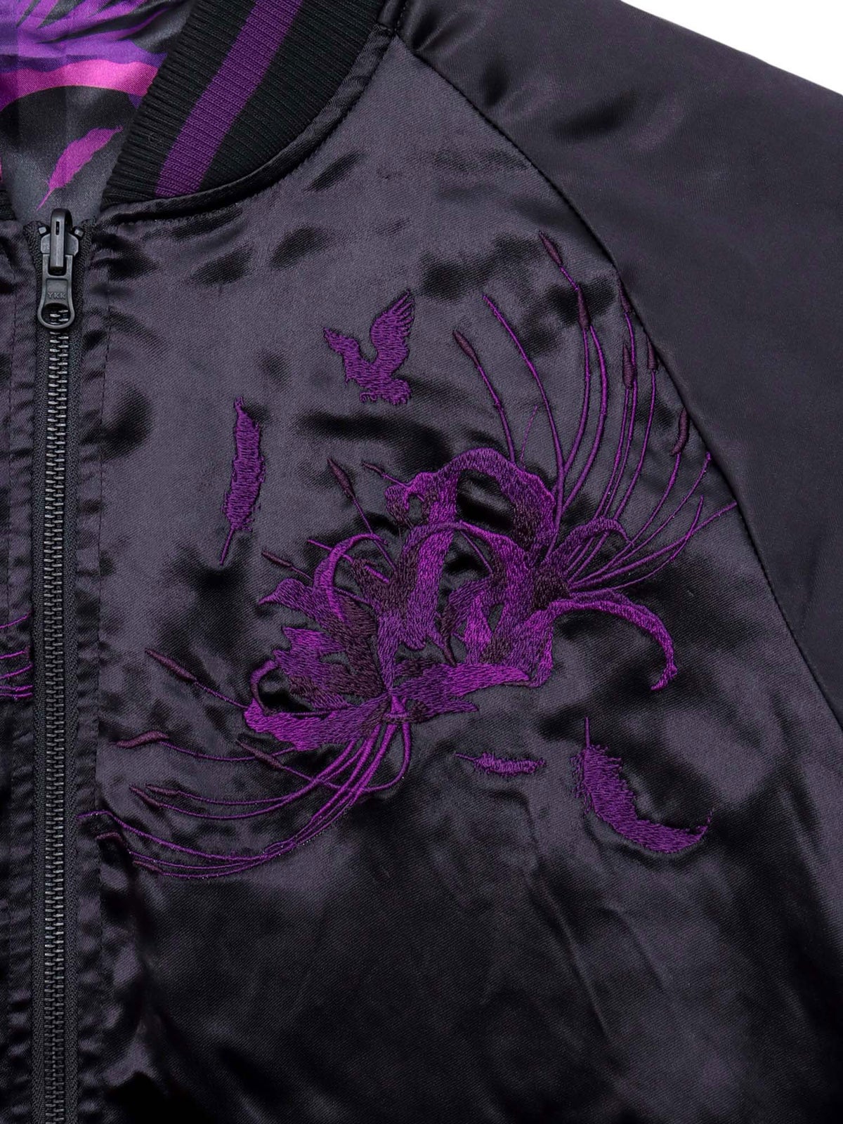 【絡繰魂・漆】“八咫烏と彼岸花”総刺繍リバーシブルスカジャン〔別注：web限定カラー〕