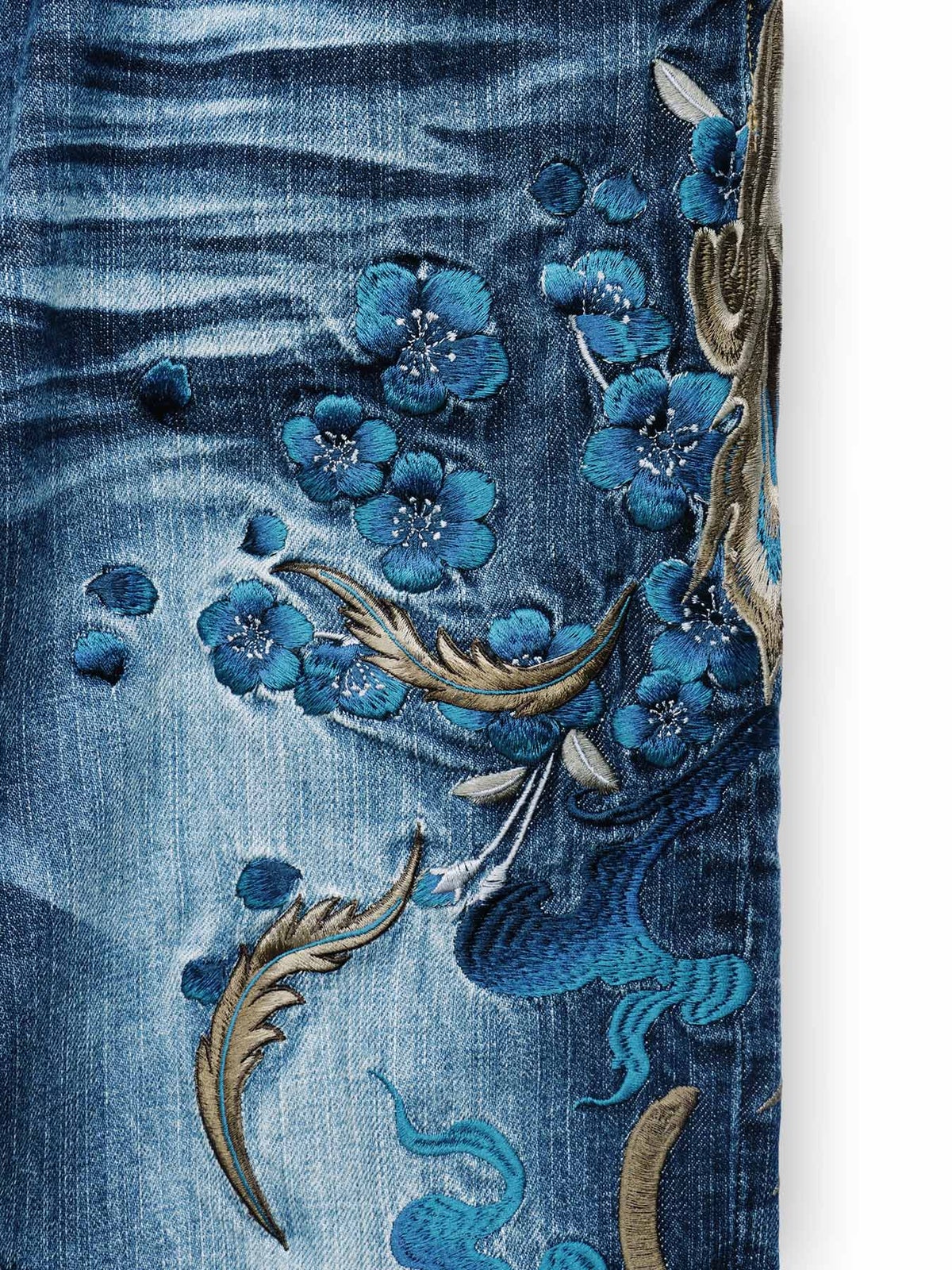 【絡繰魂・頂】“蒼炎”鳳凰総刺繍デニムパンツ〔別注〕