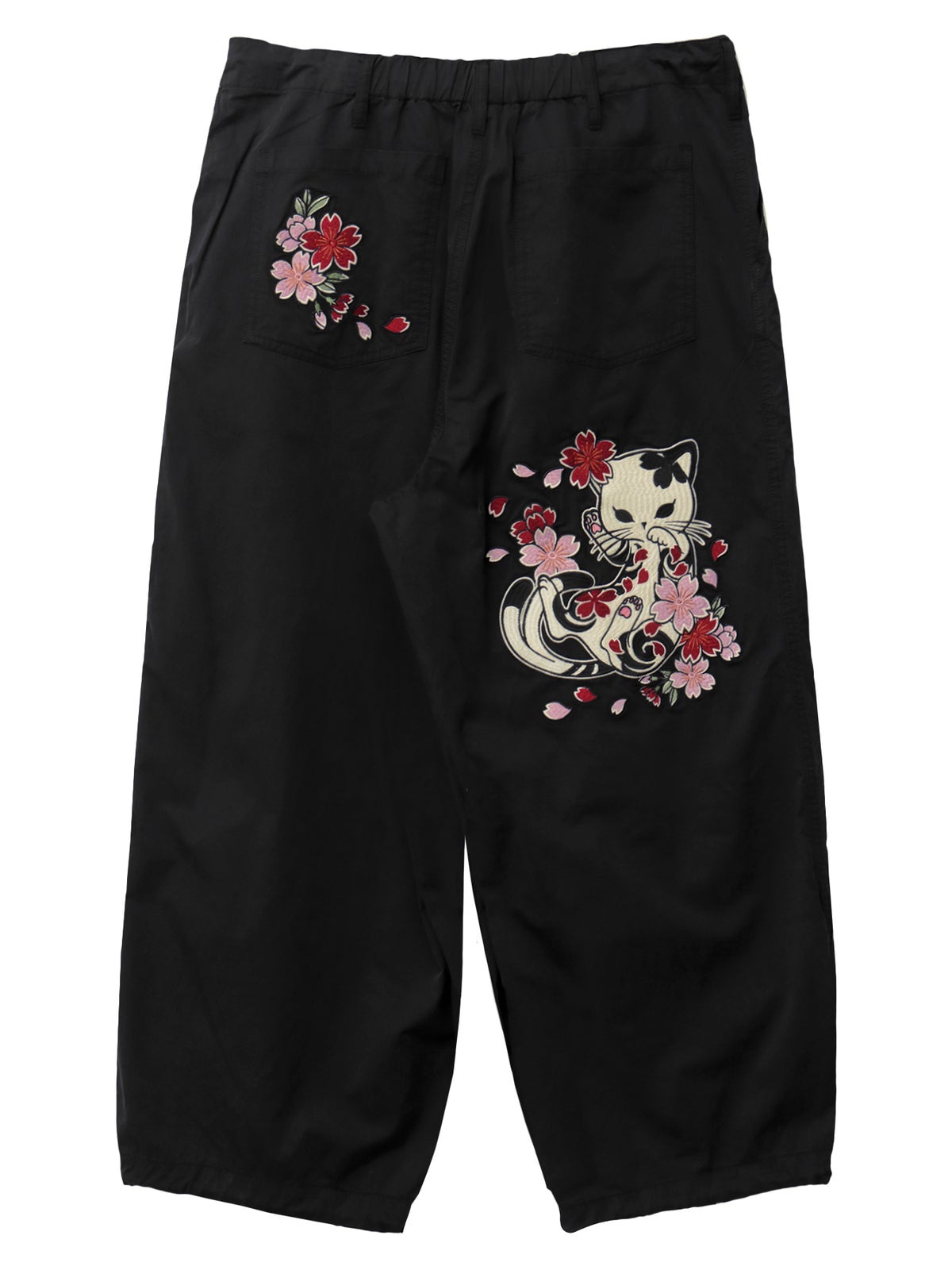 【SUMINEKO】“桜と墨猫”刺繍入りバルーンパンツ