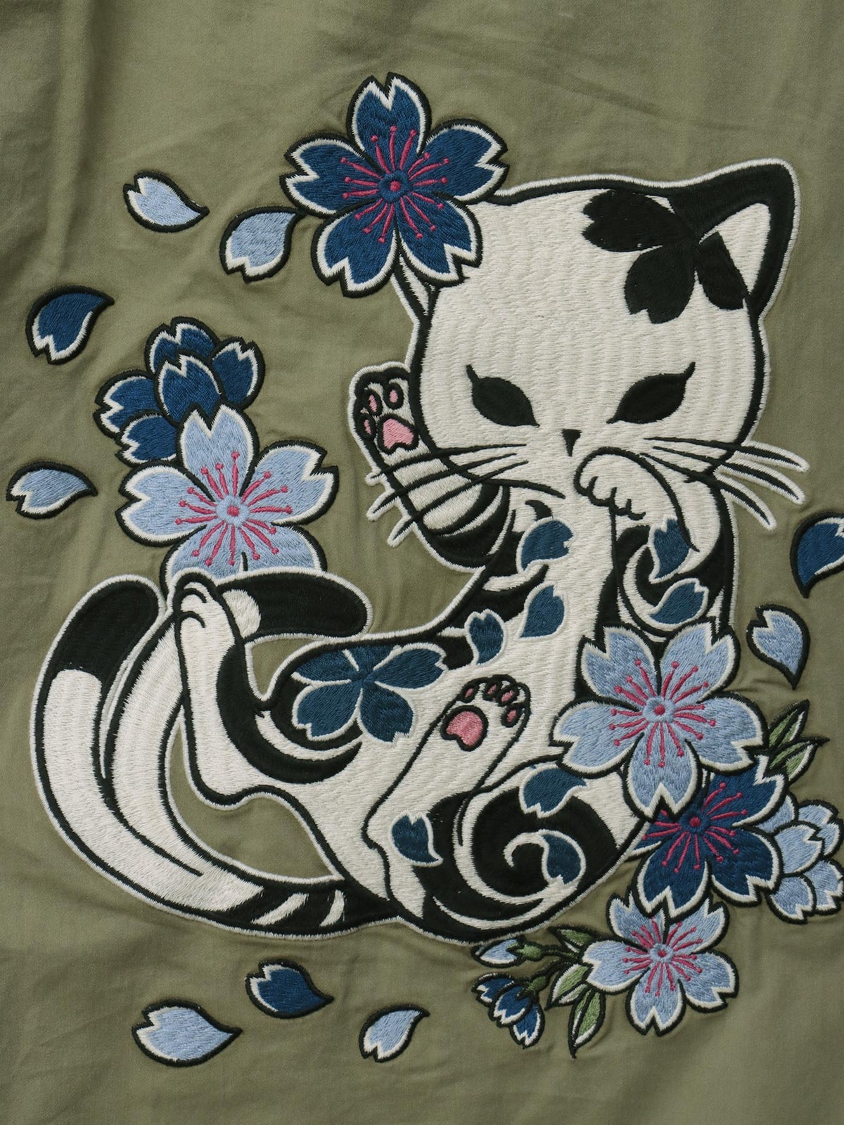 【SUMINEKO】“桜と墨猫”刺繍入りバルーンパンツ