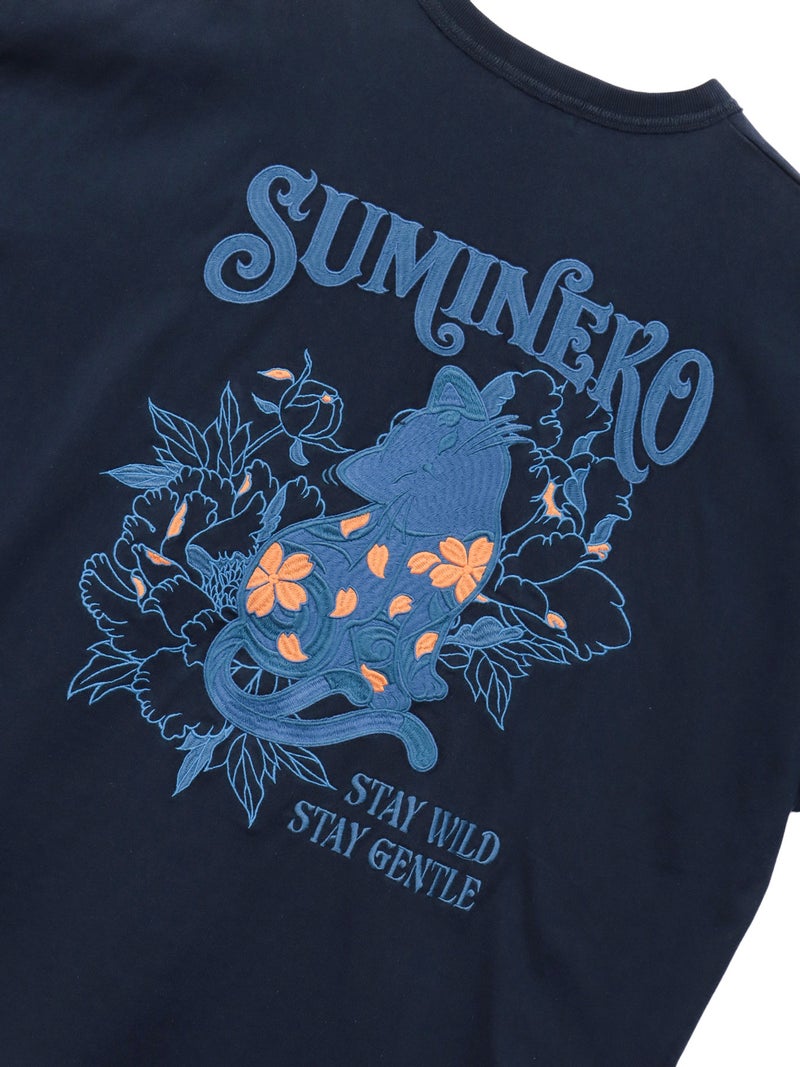 【SUMINEKO】“カリカリ猫”刺繍入りBIGシルエットTシャツ