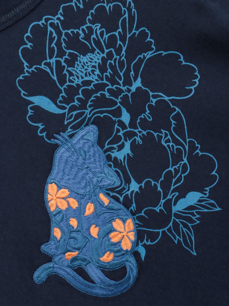 【SUMINEKO】“カリカリ猫”刺繍入りBIGシルエットTシャツ