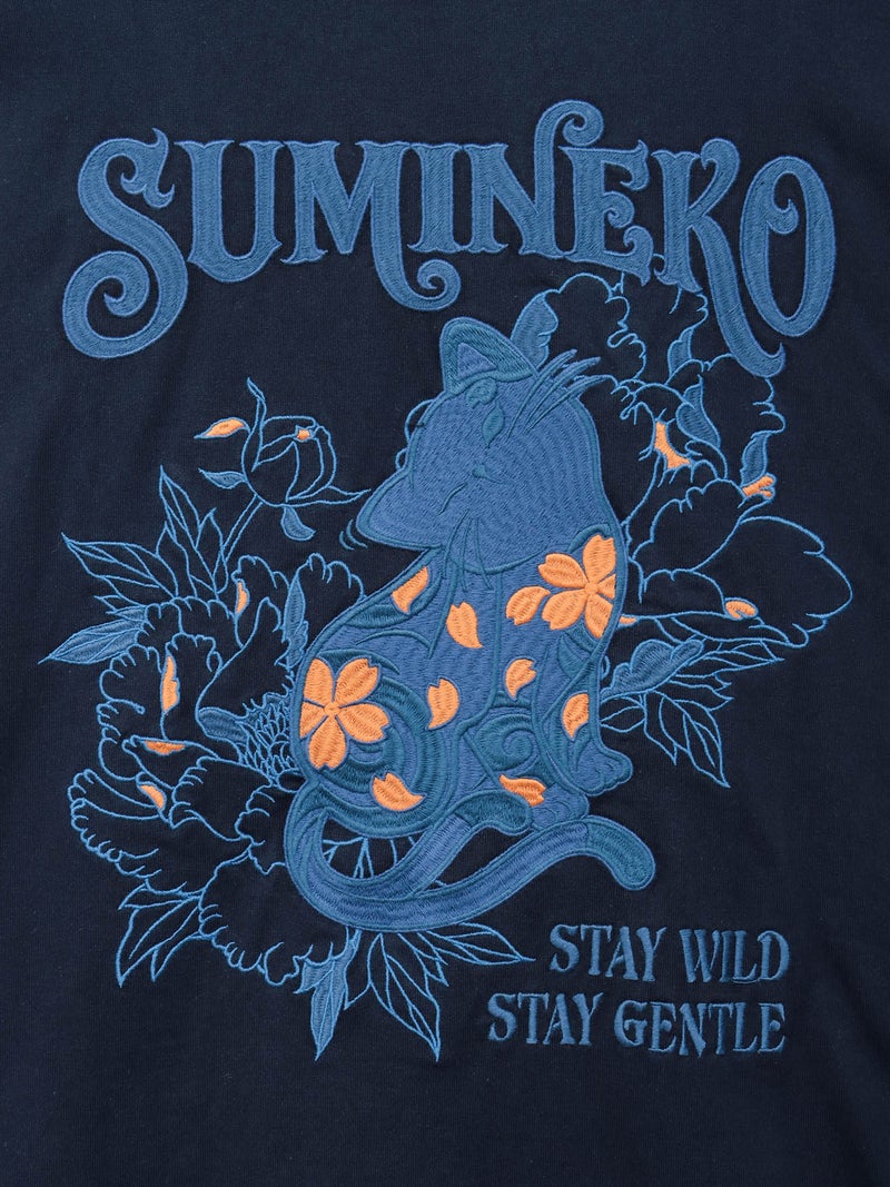 【SUMINEKO】“カリカリ猫”刺繍入りBIGシルエットTシャツ