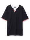 【雅結】 和生地遣いキーネックTシャツ