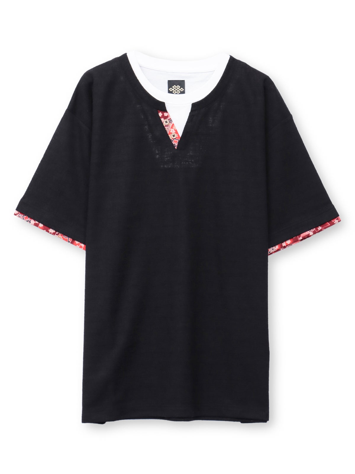 【雅結】 和生地遣いキーネックTシャツ