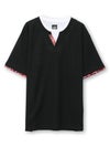 【雅結】 和生地遣いキーネックTシャツ