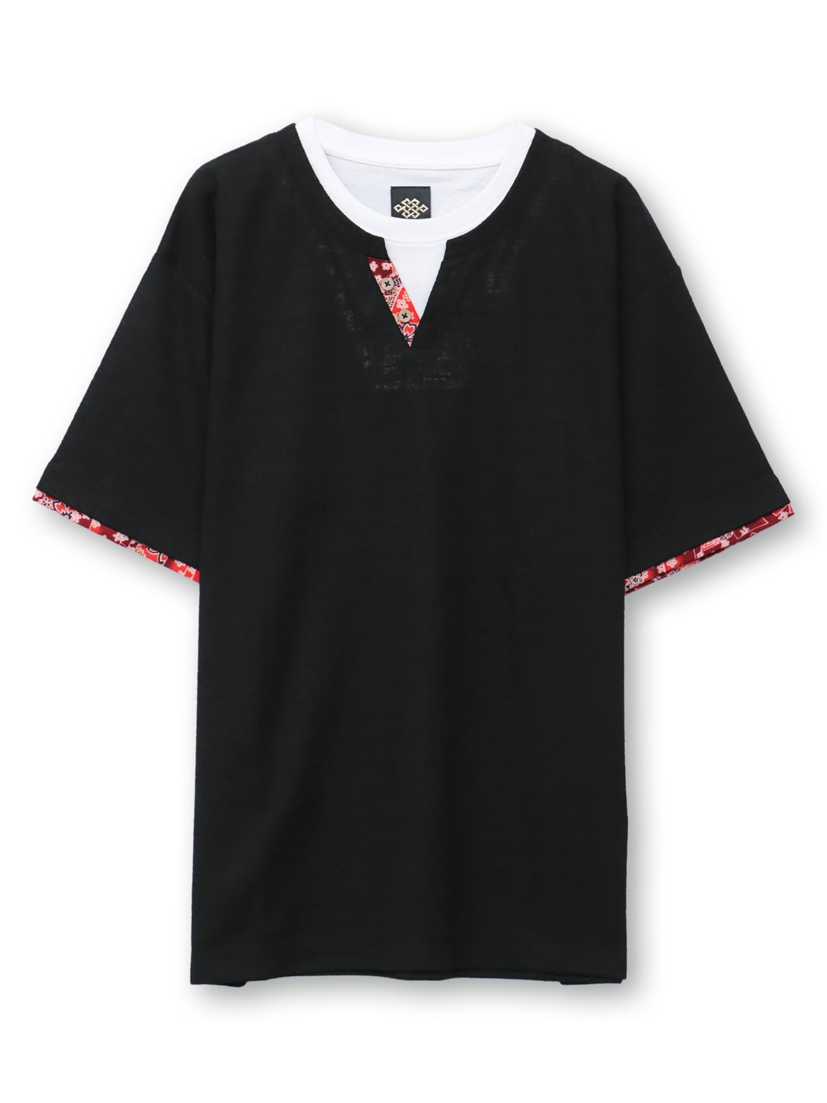 【雅結】 和生地遣いキーネックTシャツ