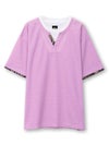【雅結】 和生地遣いキーネックTシャツ