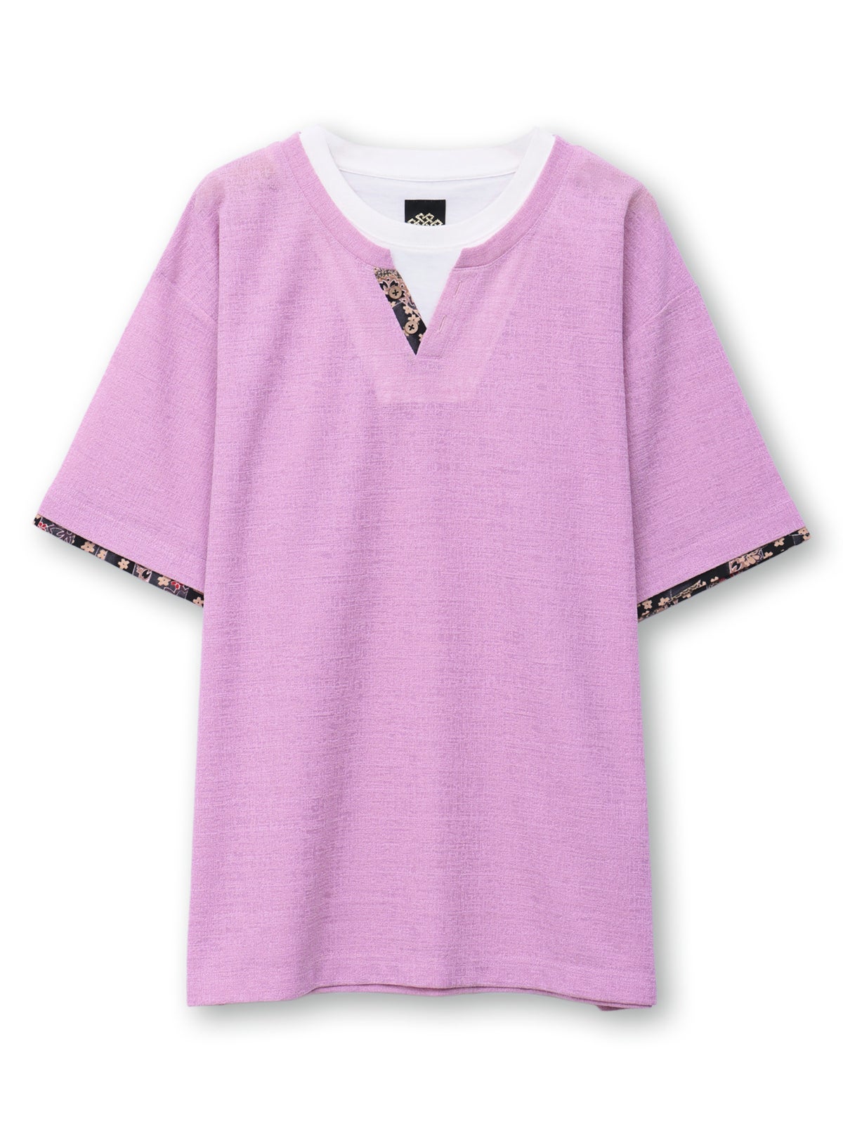 【雅結】 和生地遣いキーネックTシャツ
