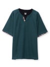 【雅結】 和生地遣いキーネックTシャツ