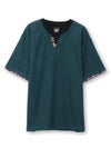 【雅結】 和生地遣いキーネックTシャツ