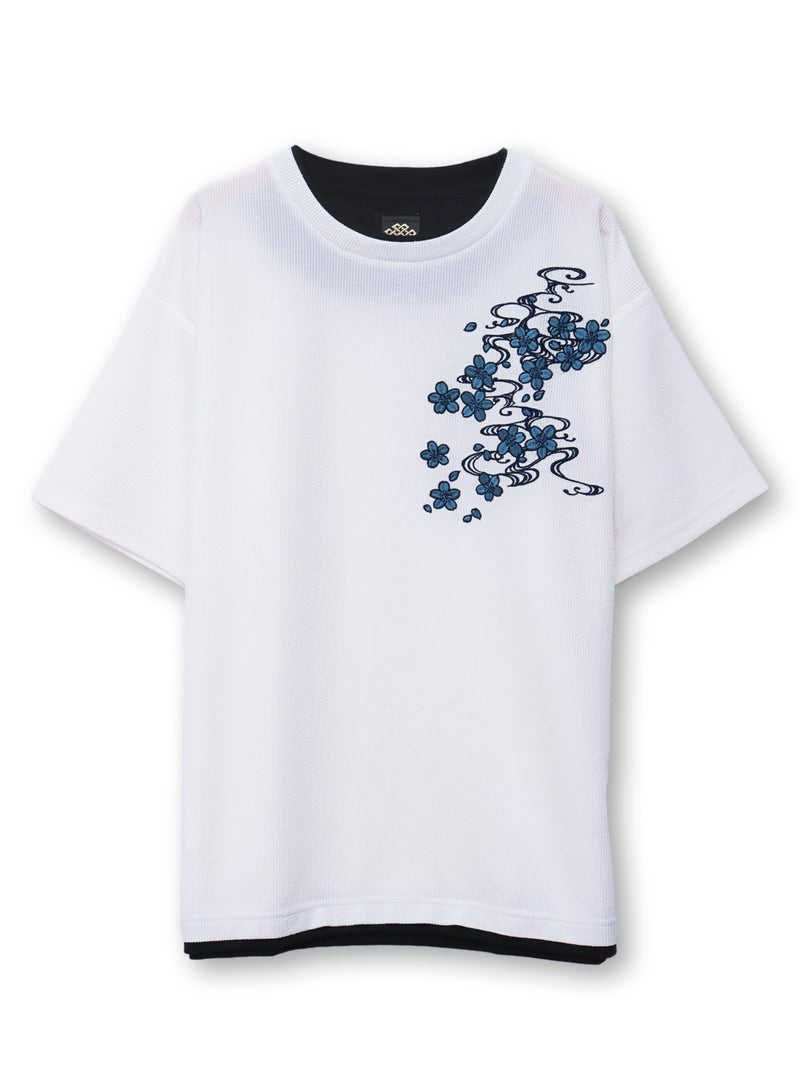 【雅結】桜流水 刺繍入りTシャツ