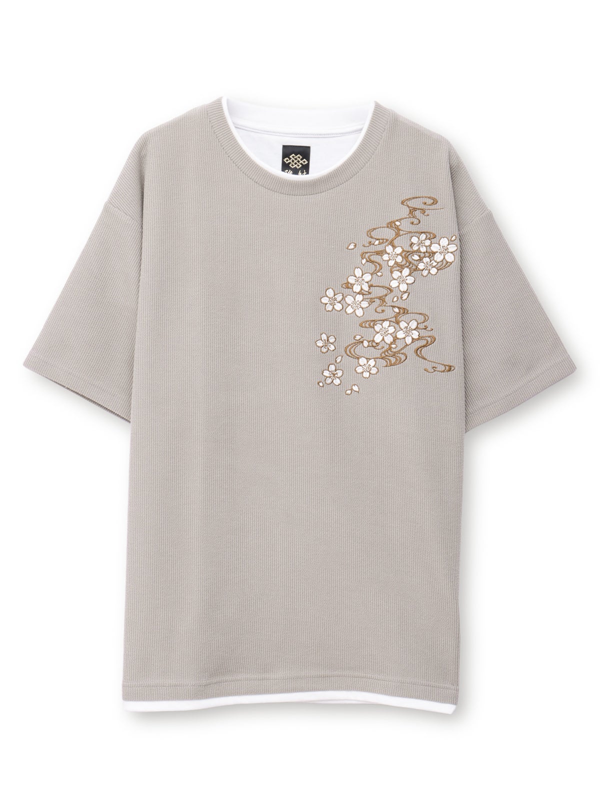 【雅結】桜流水 刺繍入りTシャツ