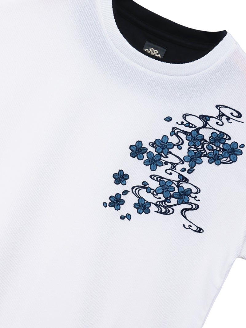 【雅結】桜流水 刺繍入りTシャツ