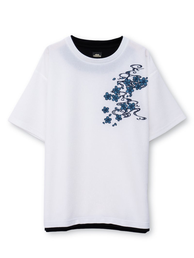 【雅結】桜流水 刺繍入りTシャツ