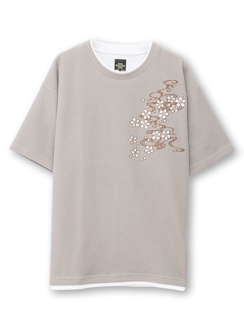 【雅結】桜流水 刺繍入りTシャツ