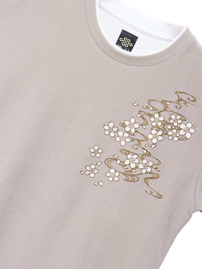 【雅結】桜流水 刺繍入りTシャツ