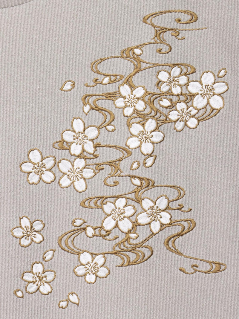 【雅結】桜流水 刺繍入りTシャツ