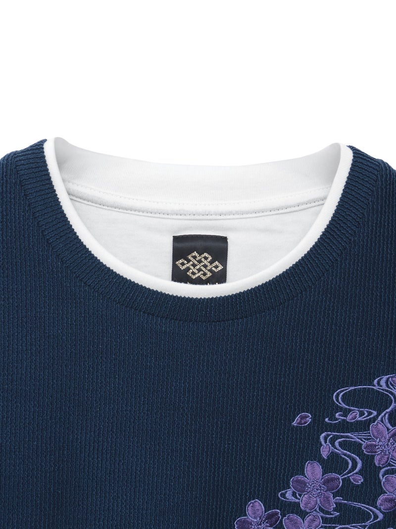 【雅結】桜流水 刺繍入りTシャツ
