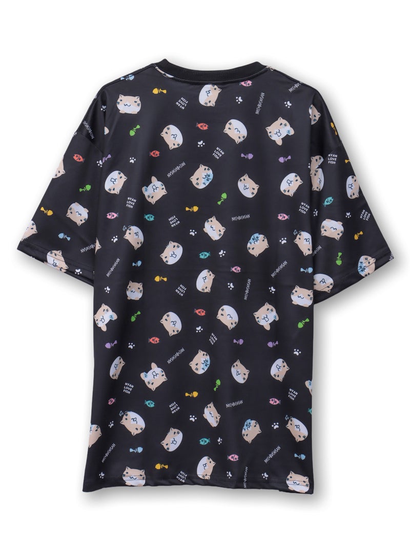 【NECOBUCHI-SAN】猫渕さん総柄Tシャツ