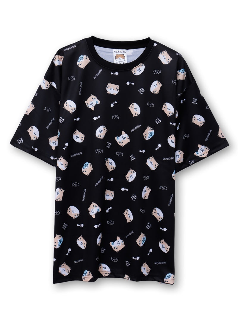 【NECOBUCHI-SAN】猫渕さん総柄Tシャツ