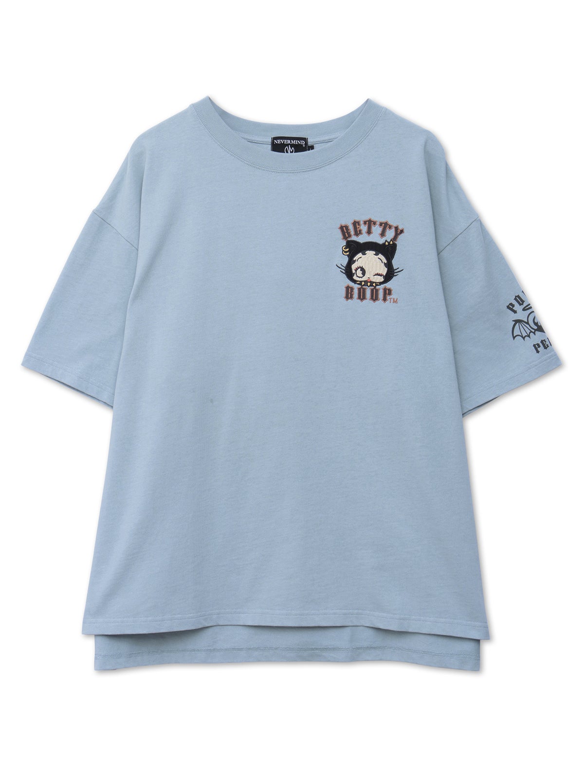 “DEVICAT”刺繍入りファー素材切替TEE