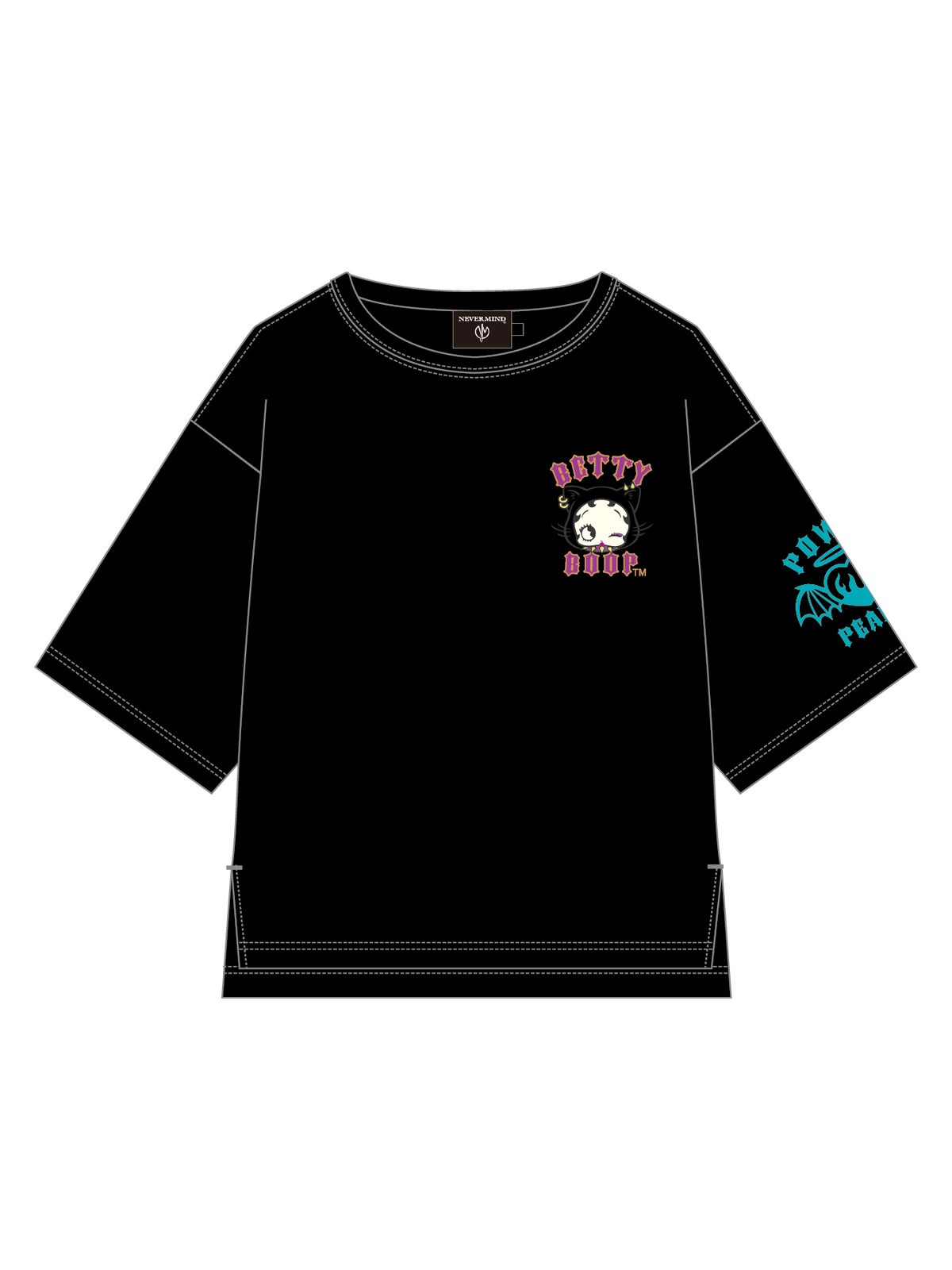 “DEVICAT”刺繍入りファー素材切替TEE