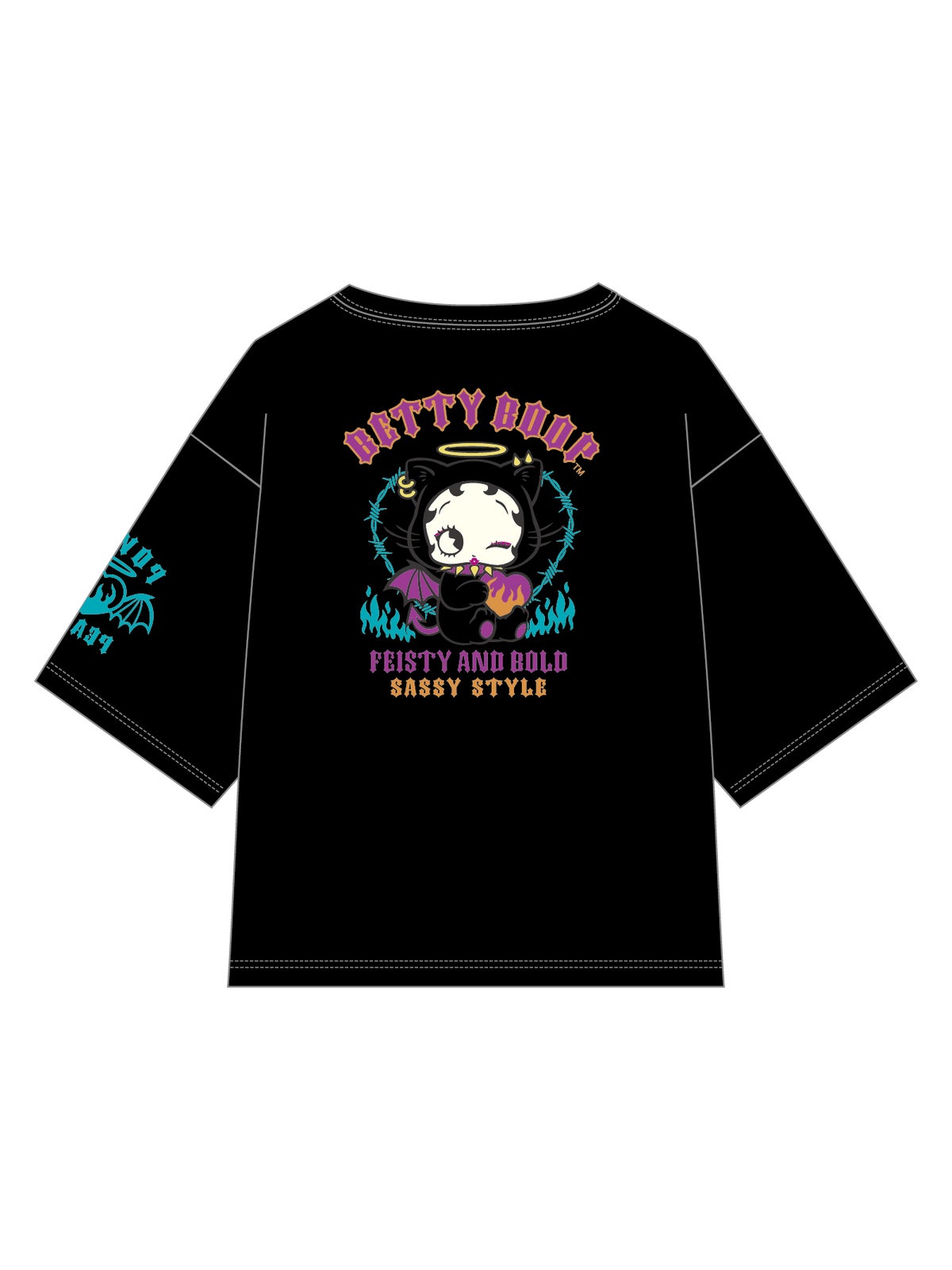 “DEVICAT”刺繍入りファー素材切替TEE