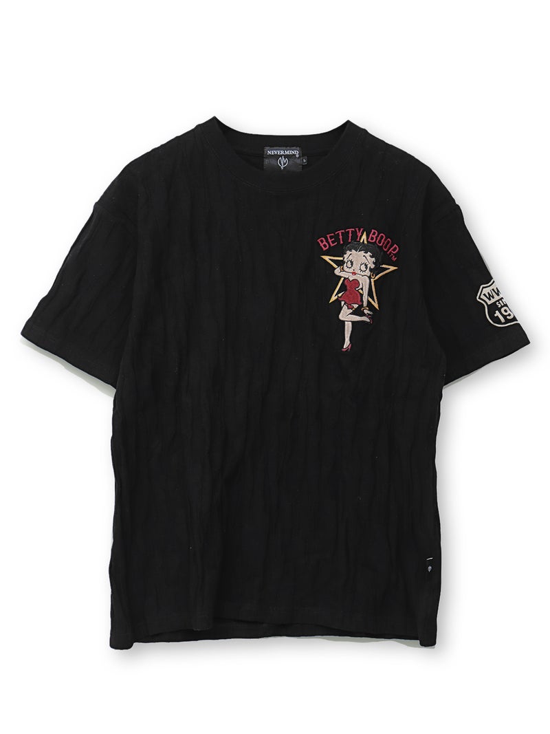 【BETTY BOOP】“ベティ＆パジー”刺繍入りジャガードTシャツ