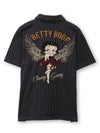 【BETTY BOOP】“ウィングベティ”刺繍入り半袖ポロシャツ