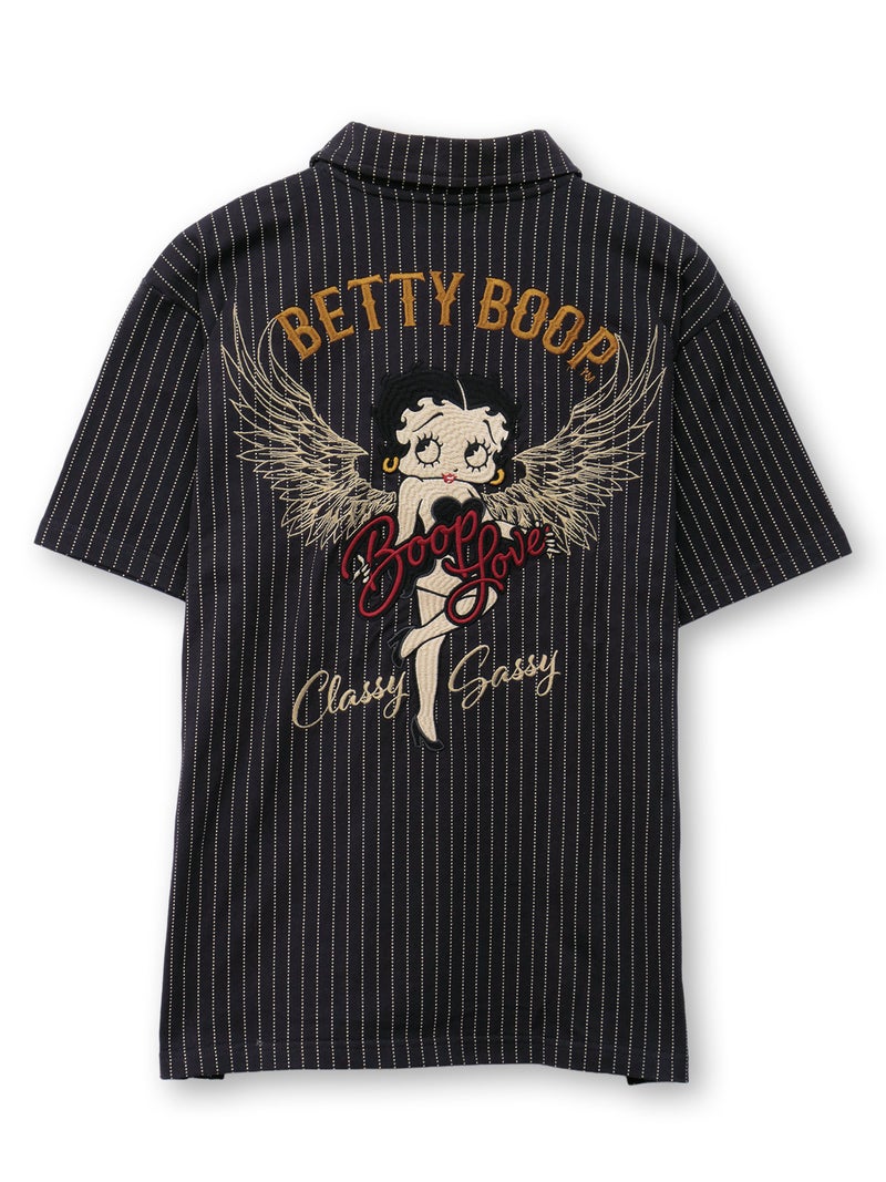 【BETTY BOOP】“ウィングベティ”刺繍入り半袖ポロシャツ