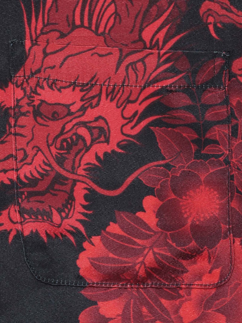 【絡繰魂・粋】“双龍／月光狼／登り龍”極彩開襟シャツ