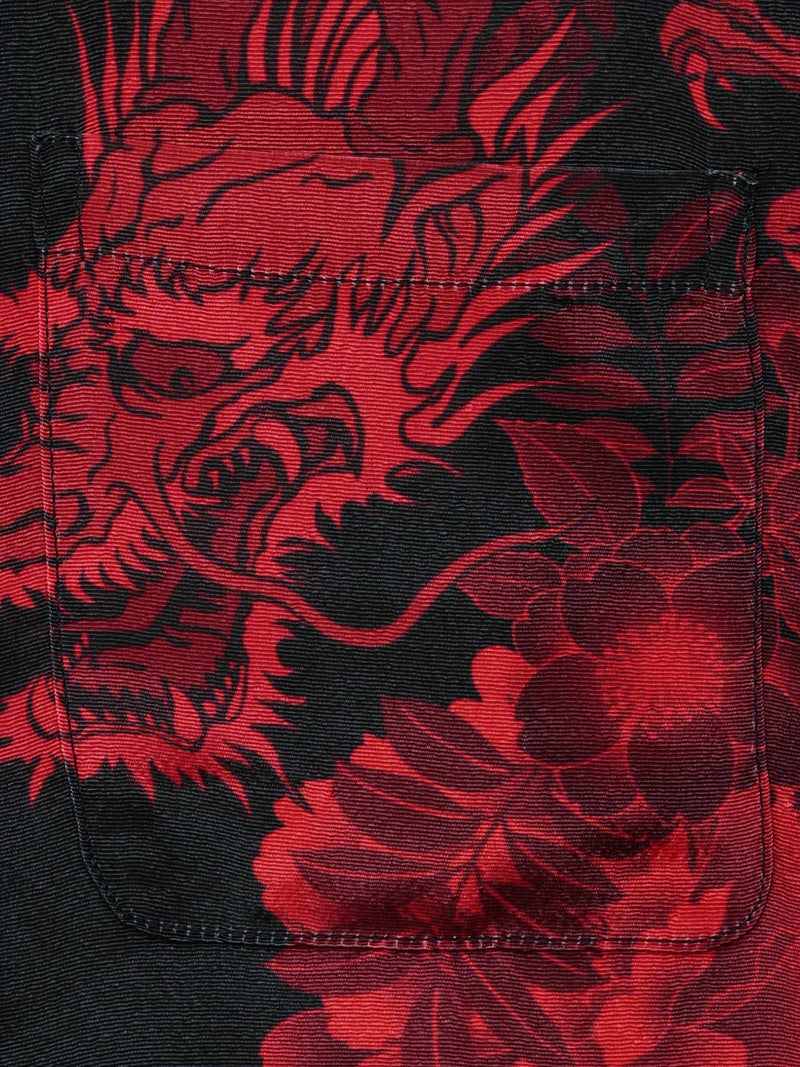 【絡繰魂・粋】“双龍／月光狼／登り龍”極彩開襟シャツ