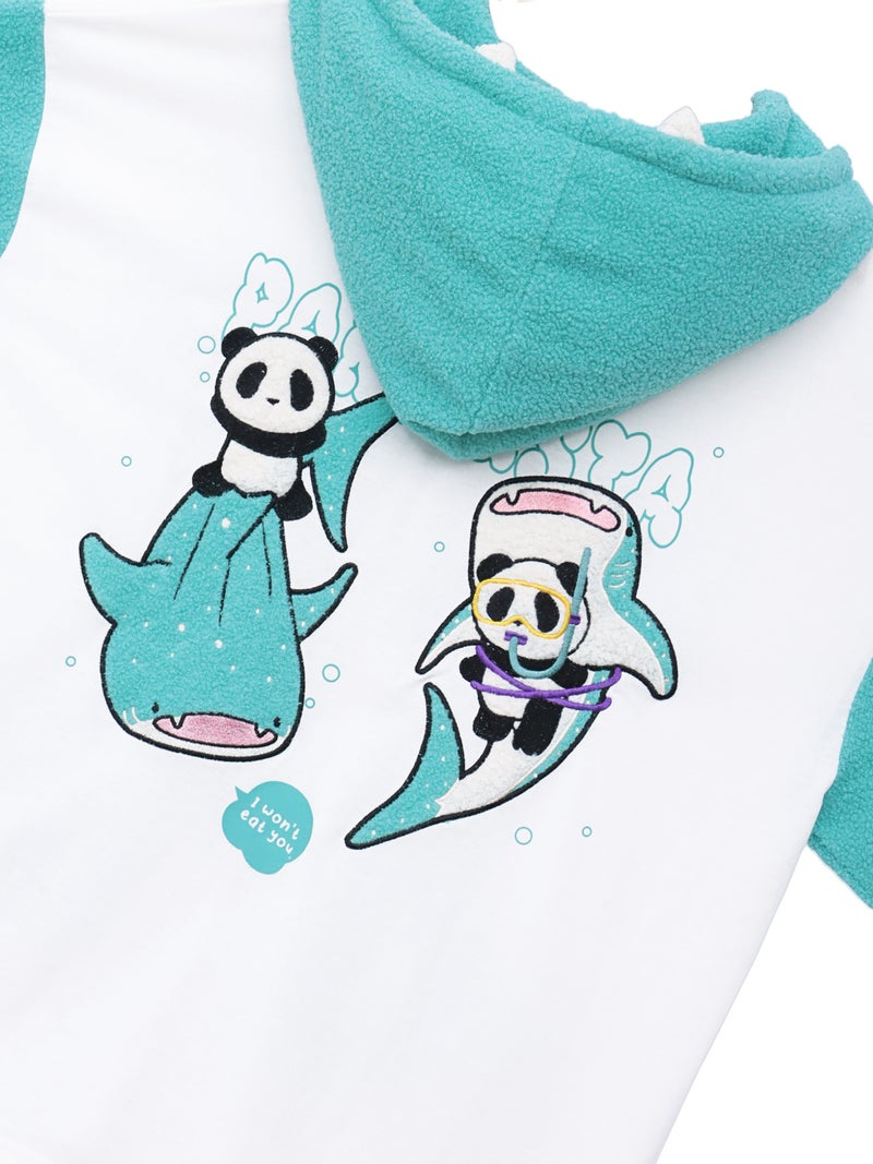 【PANDIESTA JAPAN】“ジンベエパンダ”刺繍入りなりきり半袖ZIPパーカー