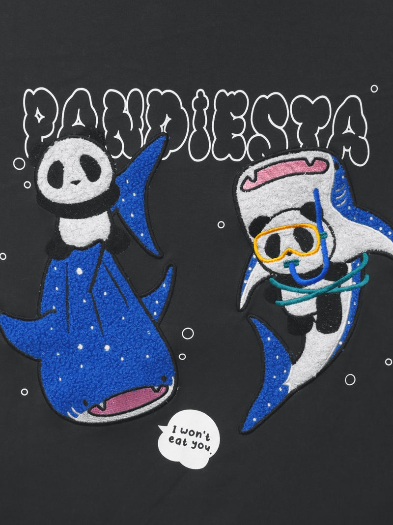 【PANDIESTA JAPAN】“ジンベエパンダ”刺繍入りなりきり半袖ZIPパーカー