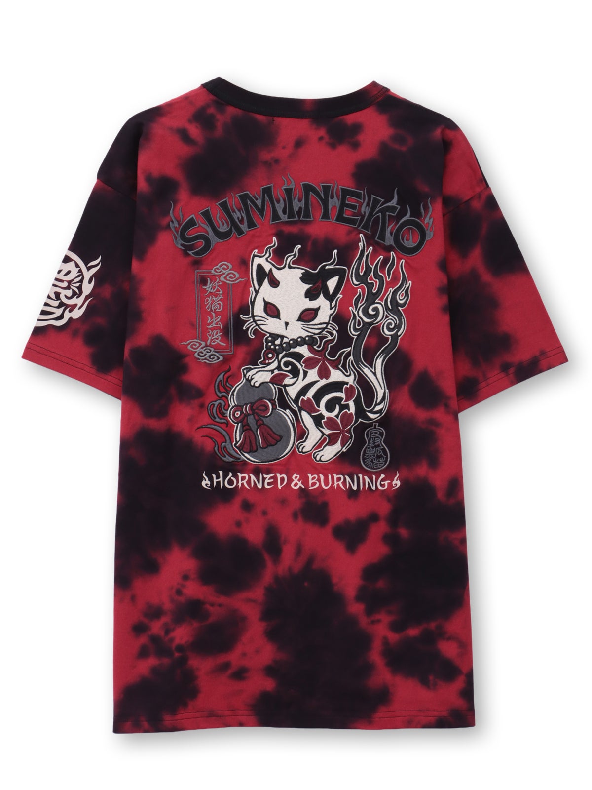  【SUMINEKO】“瓢箪と鬼猫”刺繍入りTシャツ