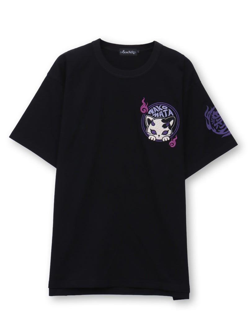  【SUMINEKO】“瓢箪と鬼猫”刺繍入りTシャツ