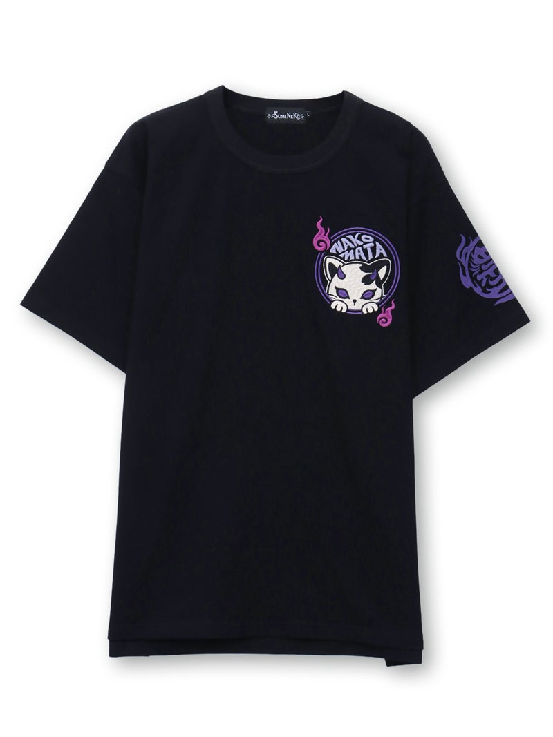  【SUMINEKO】“瓢箪と鬼猫”刺繍入りTシャツ