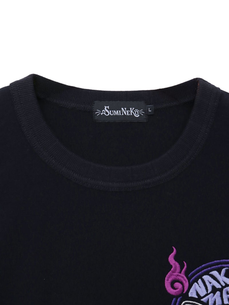  【SUMINEKO】“瓢箪と鬼猫”刺繍入りTシャツ