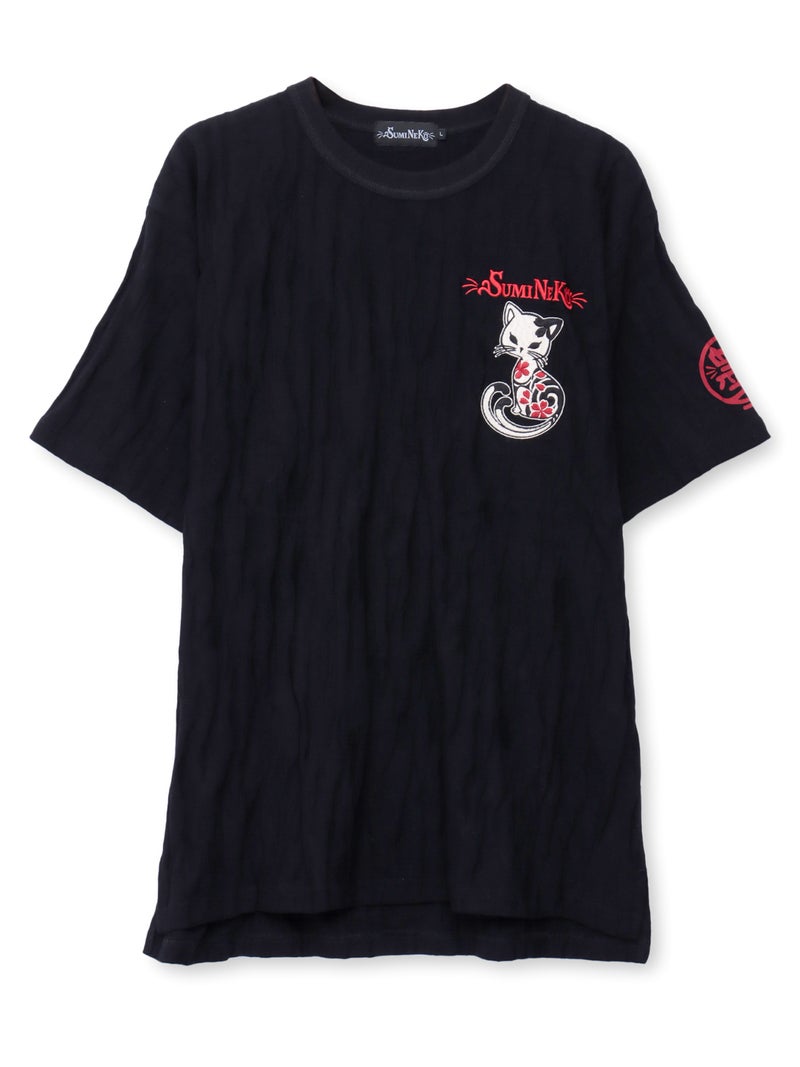 【SUMINEKO】“スミネコ”刺繍入りジャガードTシャツ