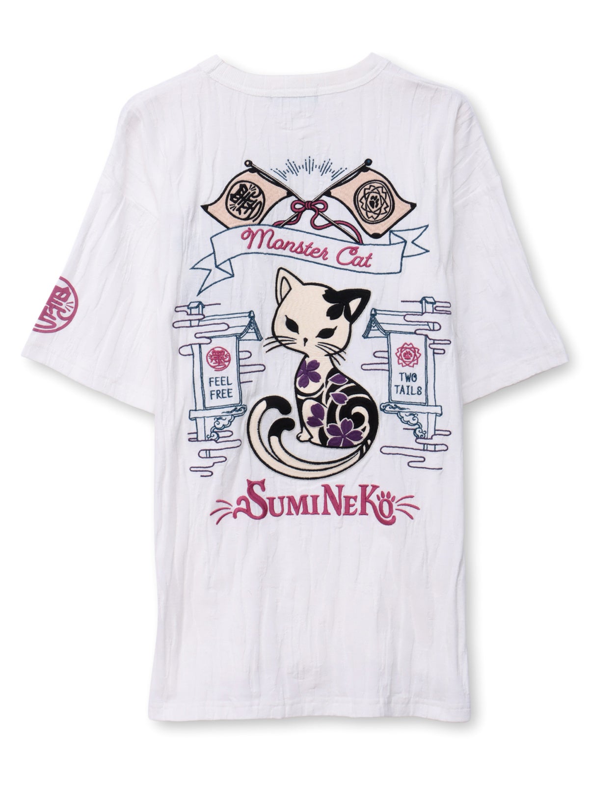 【SUMINEKO】“スミネコ”刺繍入りジャガードTシャツ